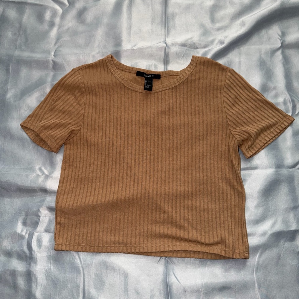 Ribbed Tan Women's Top